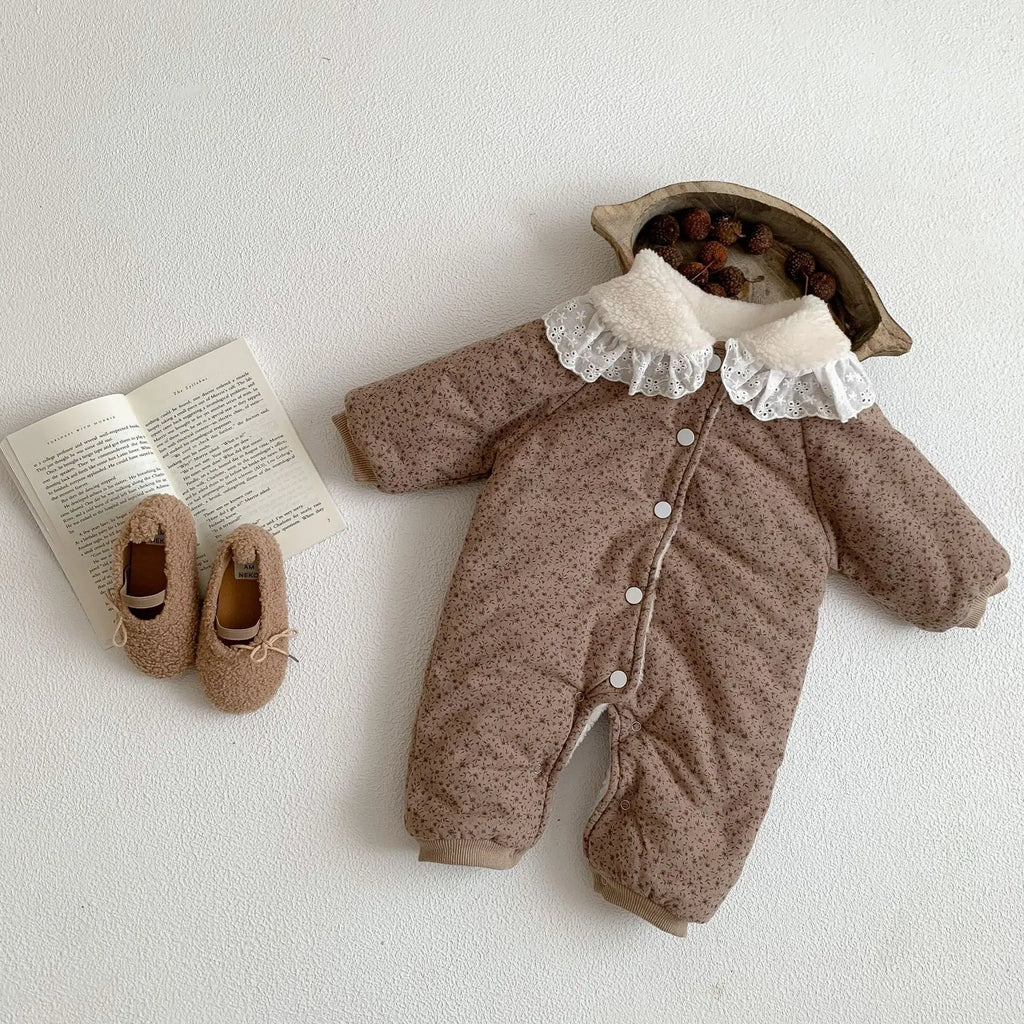 2025 Winter Plush Thicken Baby Romper Toddler Girls Boys Jumpsuit One-Pieces Bodysuits Baby Padded Thickened Crawling Suit