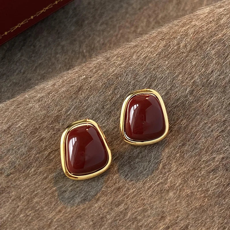Coffee women fashionable earrings simple exquisite square geometric pattern new style jewelry birthday party gifts