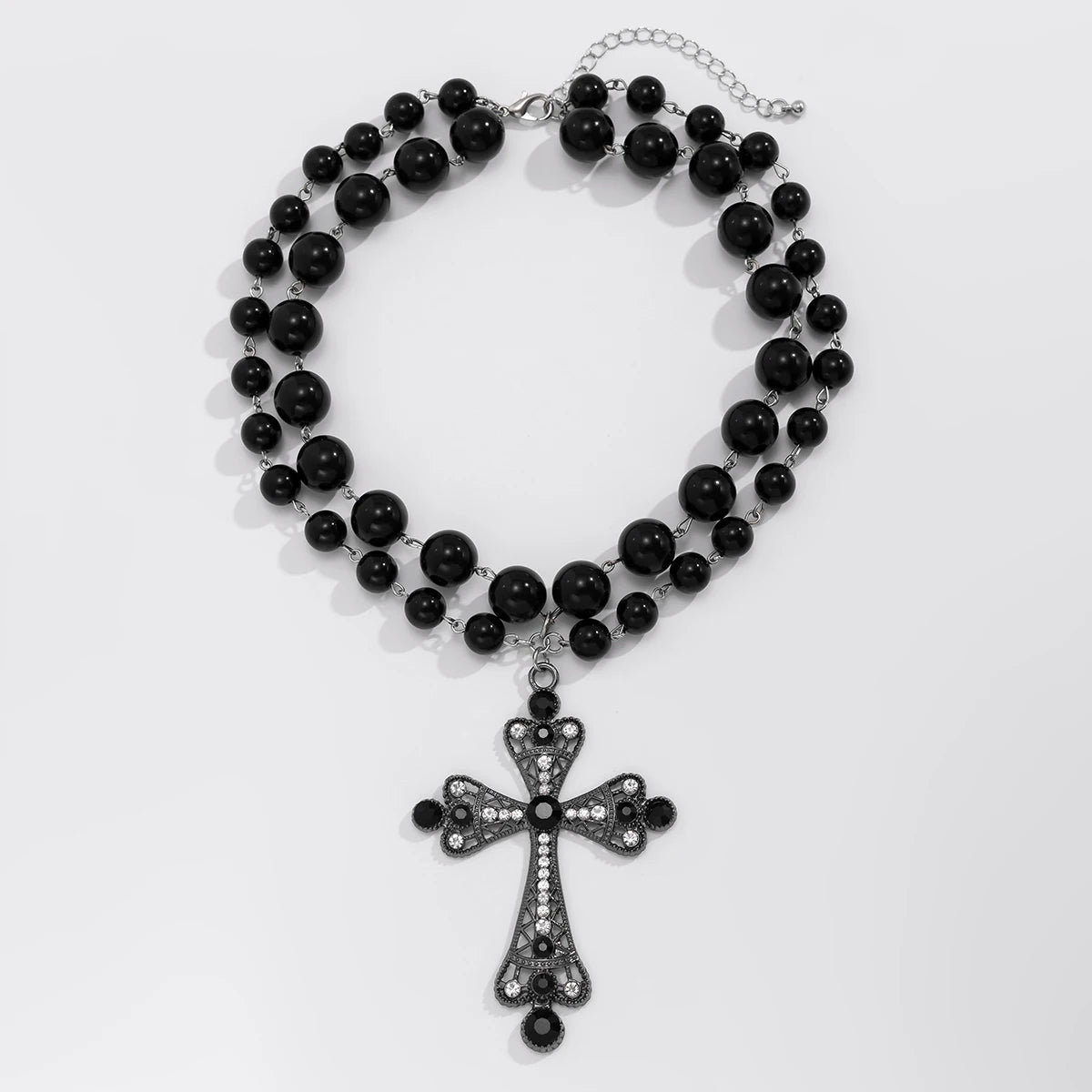 IngeSight.Z Trendy Goth Large Cross Pendant Necklace Elegant Charming Imitation Pearl Woman Choker Y2K Neck Jewelry Accessories