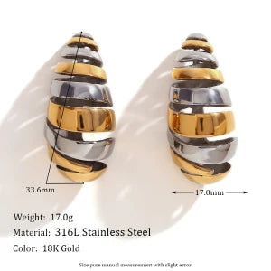 E.B.belle Water Droplet Series Earrings Stainless Steel 18K Gold Plated Women Statement Jewelry Accessories