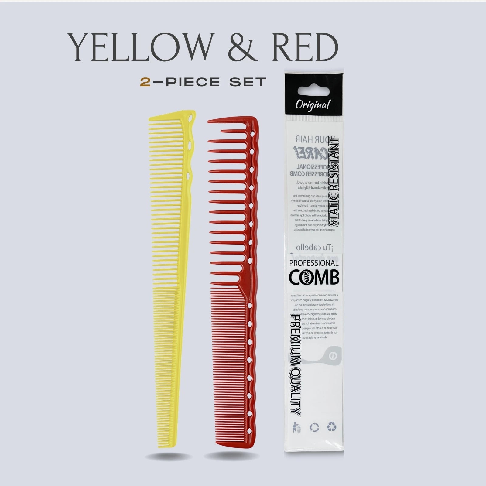 2pcs Set Professional Barbershop Hairdressing Dense Teeth Comb Anti-Static Edge Corner Comb Flat Haircut Styling Trimming Tools