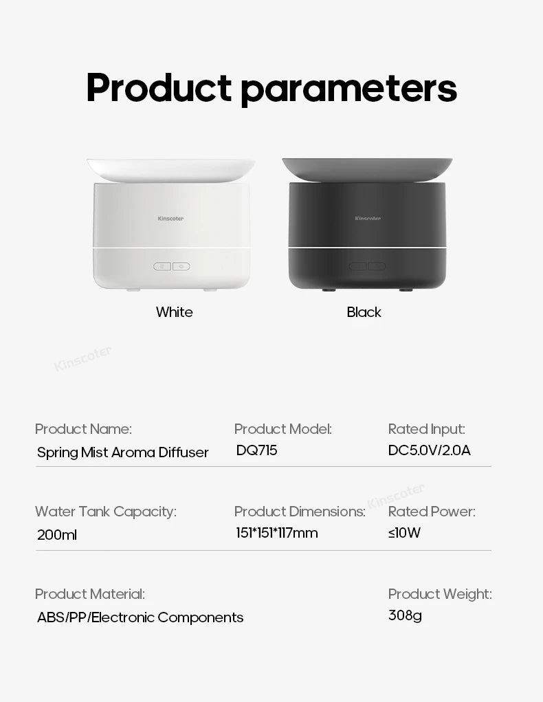 Ultra Quiet Mist Spray Surge Aromatherapy Diffuser with Colorful Lighting Essential Oil Humidifier Sprayer for Home Room Office