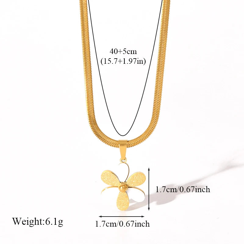 EILIECK 316L Stainless Steel Gold Color Shell Starfish Zircon Pendant Necklace For Women Fashion New Gift Neck Chain Jewelry