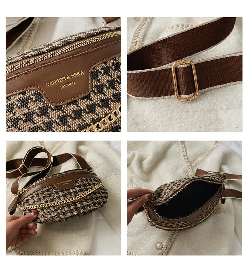 New Fashion Leopard Women Waist Bag Female Phone Purses Ladies Chest Wide Strap Crossbody Shoulder Bags Small Chain Fanny Packs