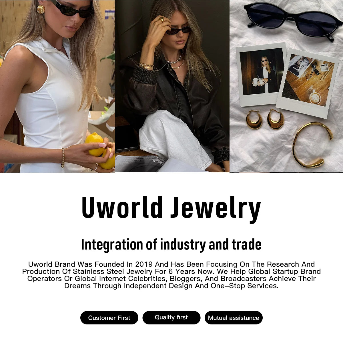 Uworld Minimalist White Zircon Geometric Pendant O-Chain Necklace Stainless Steel Stackable Chain Heart Pendant Necklace Women's