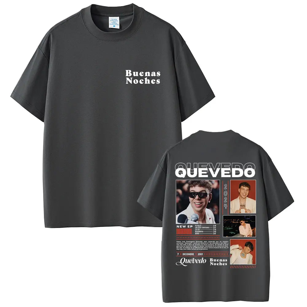 Rapper Quevedo Buenas Noches T-shirt Men Women Hip Hop Fashion Street Crewneck T Shirts Men's Cotton Casual Vintage Tee Shirt