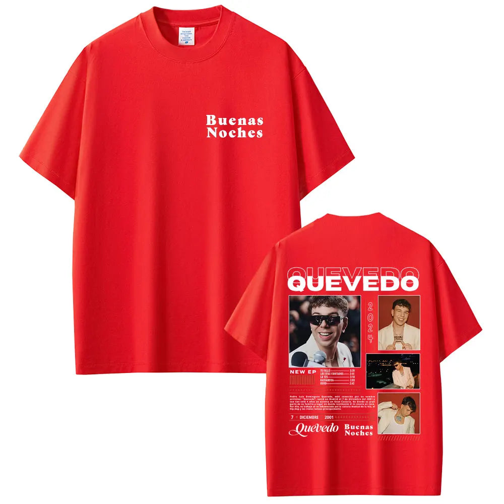 Rapper Quevedo Buenas Noches T-shirt Men Women Hip Hop Fashion Street Crewneck T Shirts Men's Cotton Casual Vintage Tee Shirt