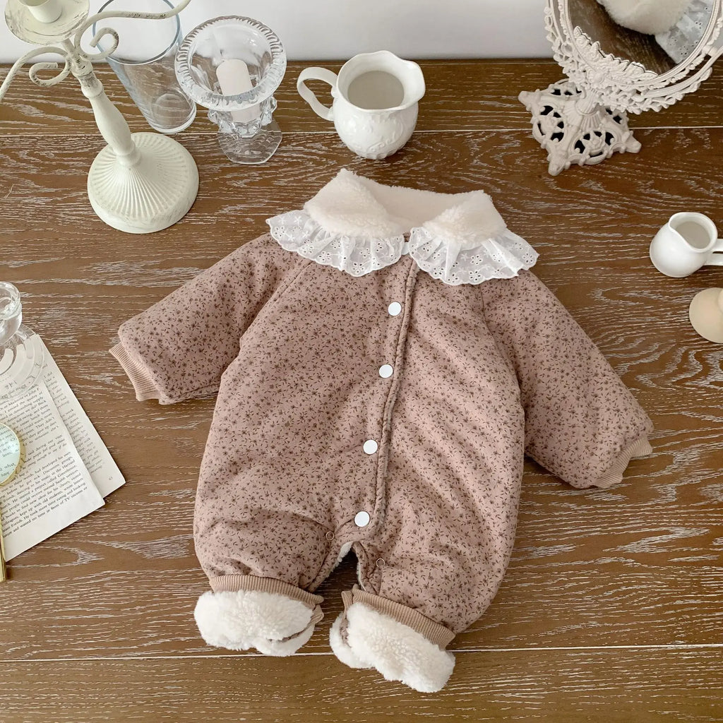 2025 Winter Plush Thicken Baby Romper Toddler Girls Boys Jumpsuit One-Pieces Bodysuits Baby Padded Thickened Crawling Suit