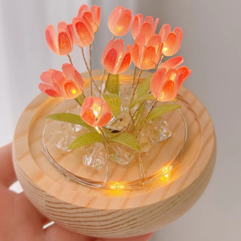 LED DIY Handmade Mini Tulip Night Light Materials Cute Home Decor Birthday Gift For Girl Family Friend Child Christmas Ornament