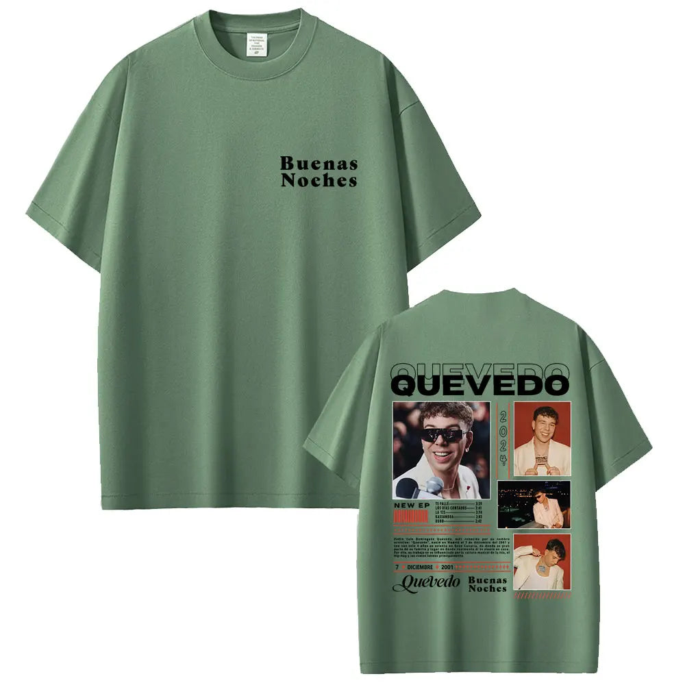 Rapper Quevedo Buenas Noches T-shirt Men Women Hip Hop Fashion Street Crewneck T Shirts Men's Cotton Casual Vintage Tee Shirt