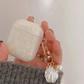 Luxury Girls Pearl Case Protective Shell with Keychain For AirPods 4 3 2 1 Pro Wireless Earphone Accessories Headphone Box Cover