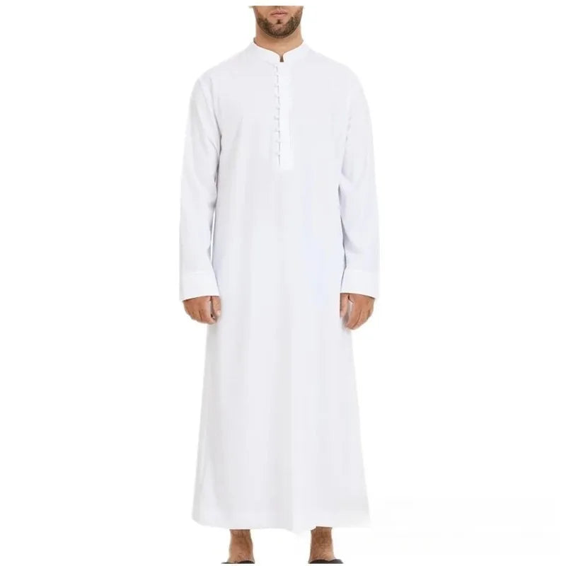 2026 Arab Middle East Men's Robe Loose Stand-up Collar New Round Neck Robe