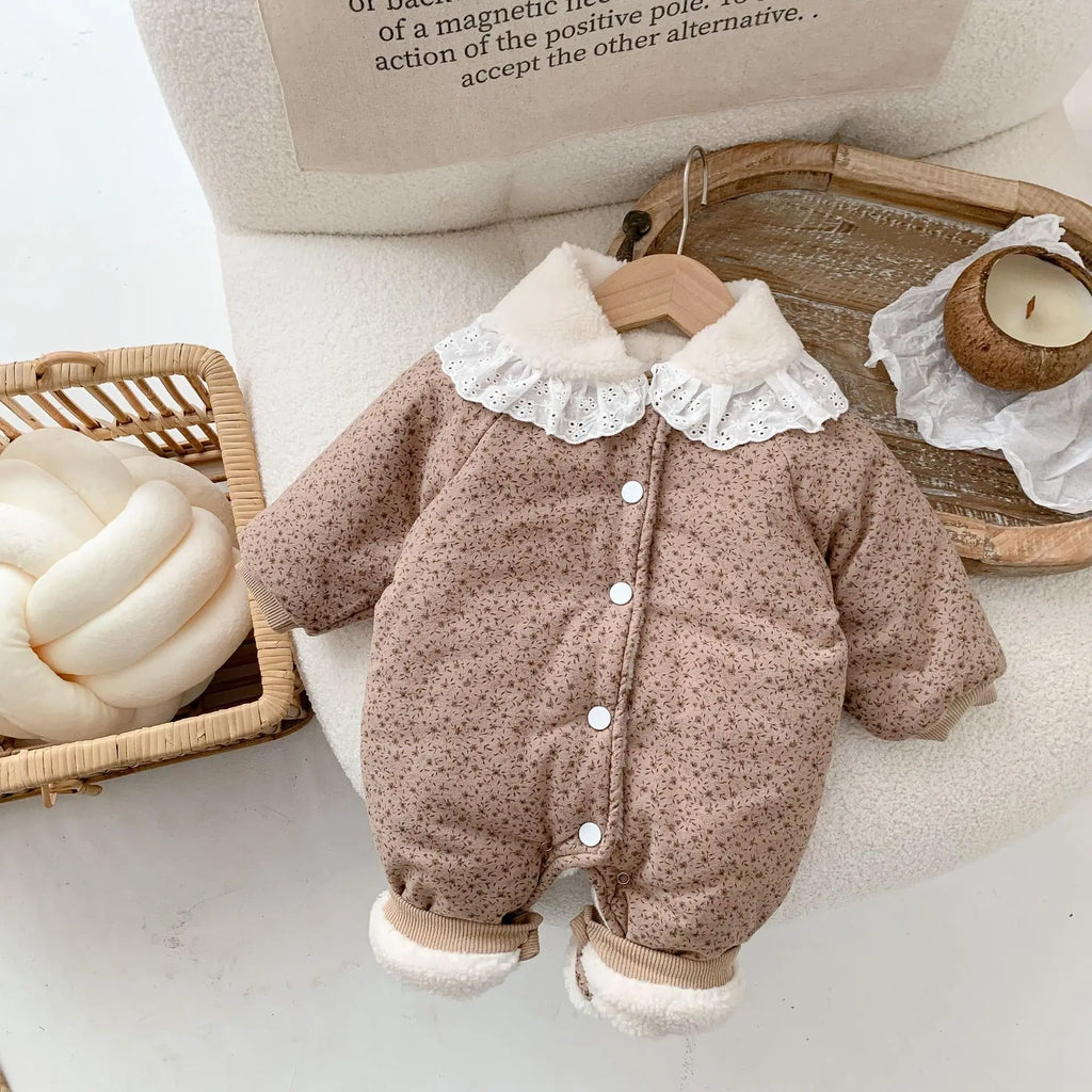 2025 Winter Plush Thicken Baby Romper Toddler Girls Boys Jumpsuit One-Pieces Bodysuits Baby Padded Thickened Crawling Suit