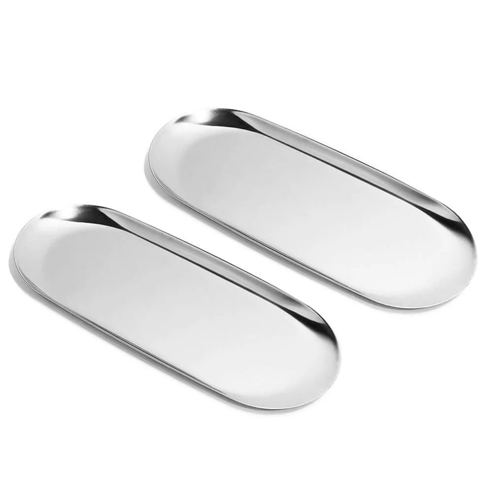 1pcs Stainless Steel Tray Decoration Storage Tray Earrings Sorting Tray Multi Size Bathroom Bedroom Storage Accessory Rust Proof