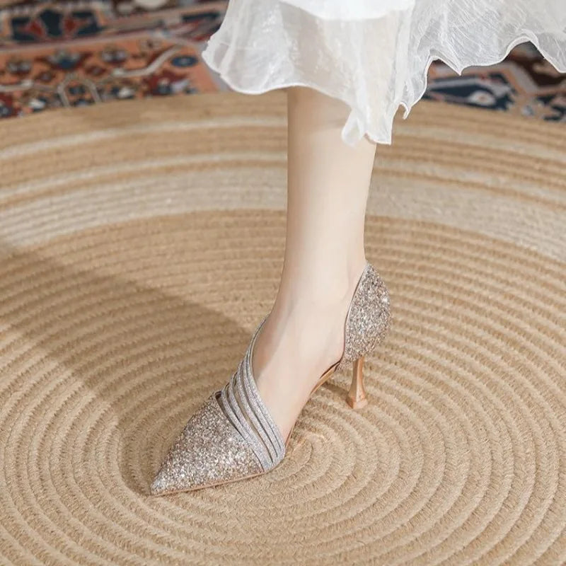 Fashion Sexy Ladies Party Sandals High Heels 2025 Pointed Toe Shin Women Pumps Summer Hot Sale Sandals 34-43 Sandalias De Mujer