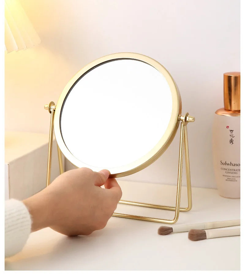 360 Degrees Rotate Iron Desktop Mirror Texture Ladies Makeup Mirror Creative Iron Mirror Strong Sense Of Style