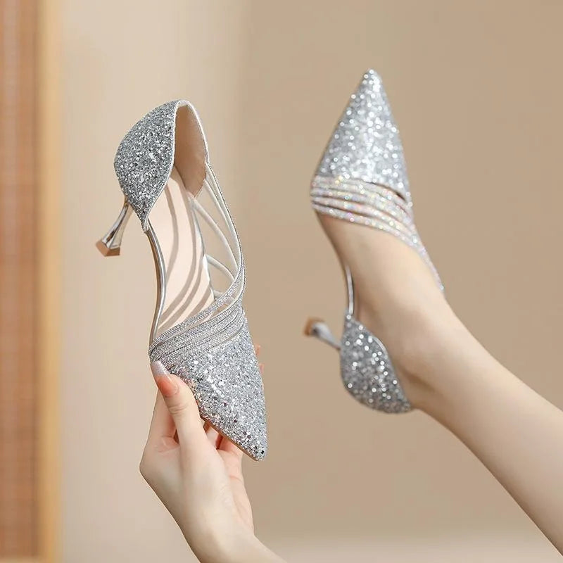 Fashion Sexy Ladies Party Sandals High Heels 2025 Pointed Toe Shin Women Pumps Summer Hot Sale Sandals 34-43 Sandalias De Mujer