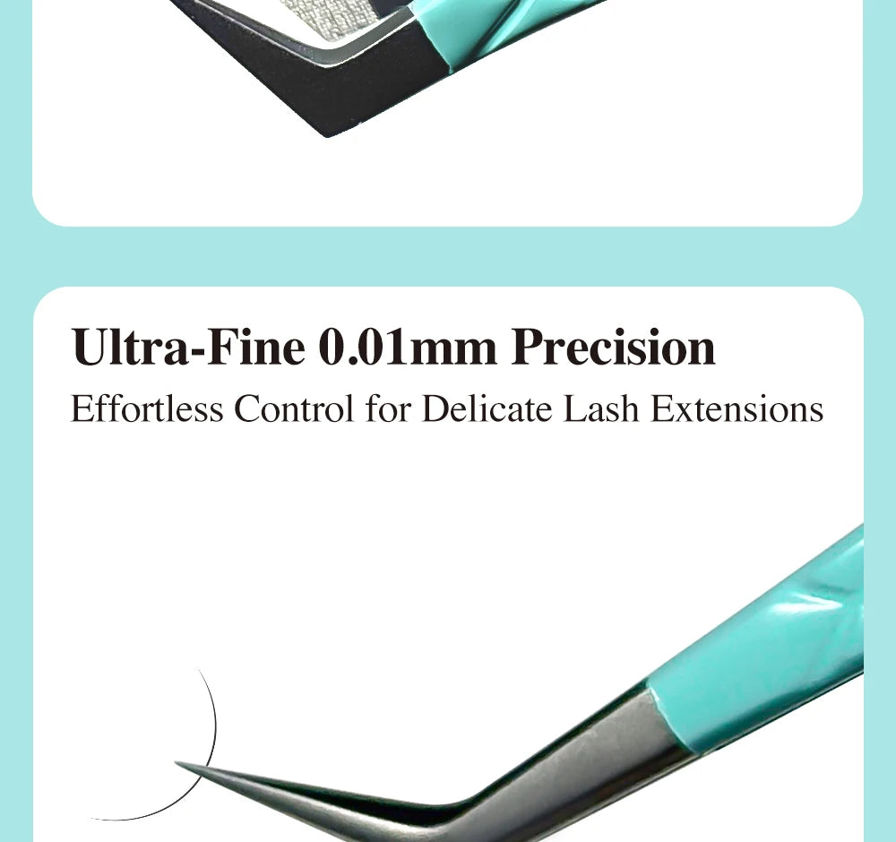 DIYDAY Anti-Slip Tweezers, High-Density Fiber Tip for Eyelash Extensions & Eyebrow, Professional Precision Beauty Tools