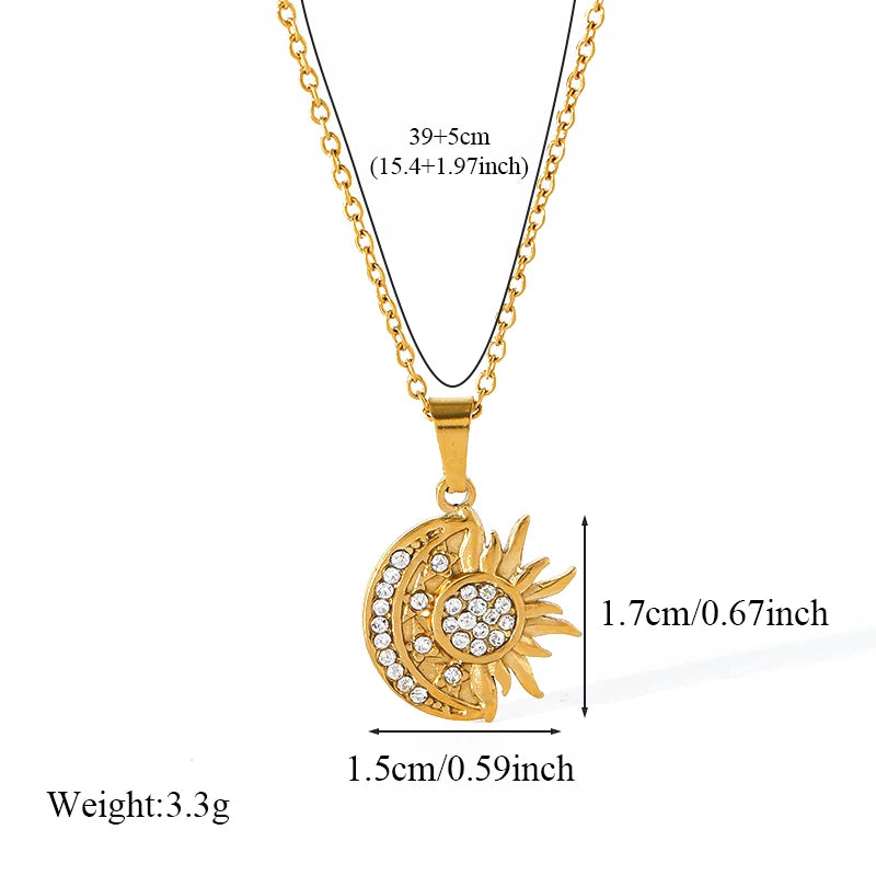 EILIECK 316L Stainless Steel Gold Color Shell Starfish Zircon Pendant Necklace For Women Fashion New Gift Neck Chain Jewelry