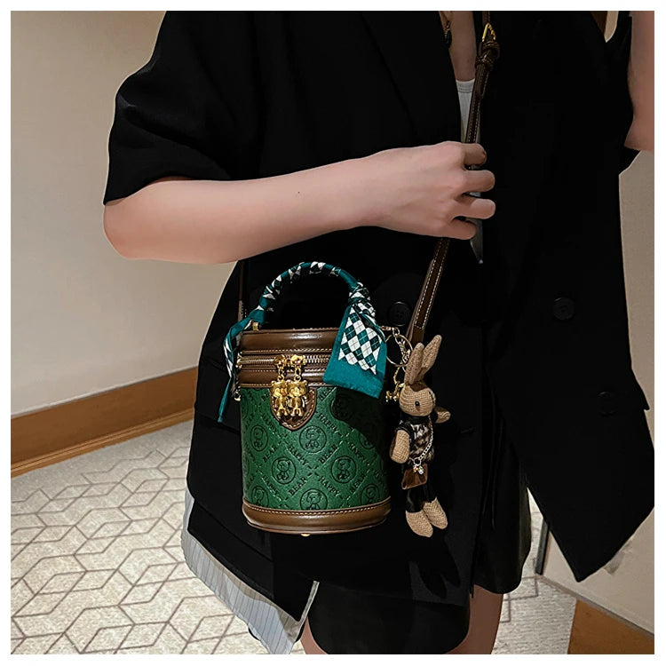 cute bear design crossbody bags for women,mellifluous women's handbag,knurling cylindrical shoulder purse,Girl handbag purse