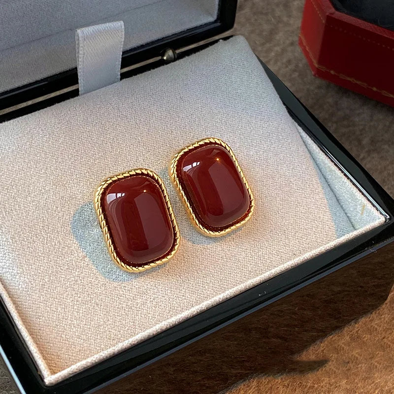 Coffee women fashionable earrings simple exquisite square geometric pattern new style jewelry birthday party gifts