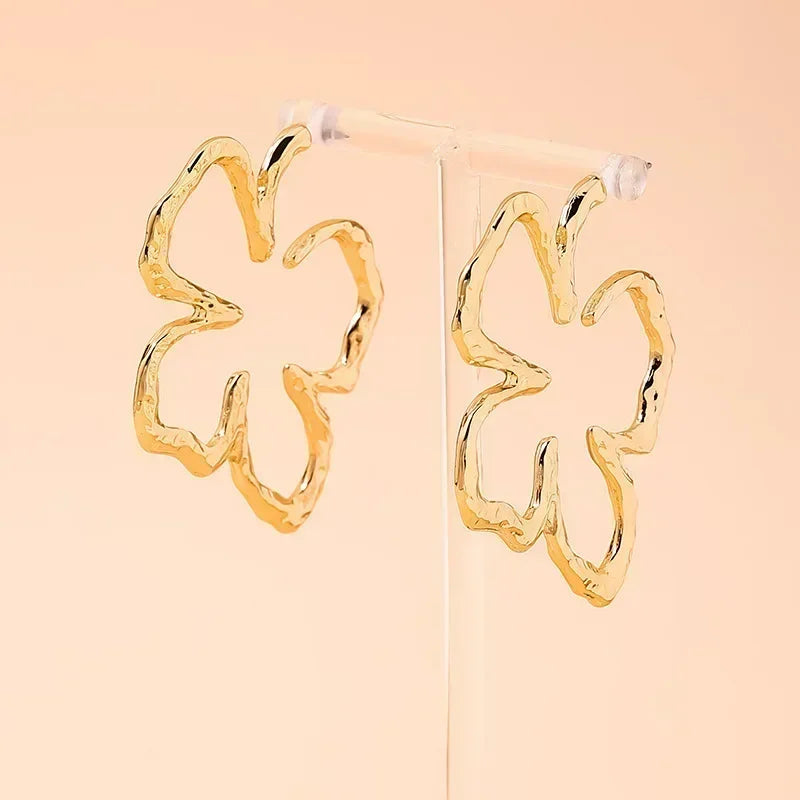 Vintage Geometry Irregular Eardrop Personality Asymmetry Dripping Oil Earrings for Women Fashion Daily Commuting Jewelry Gifts