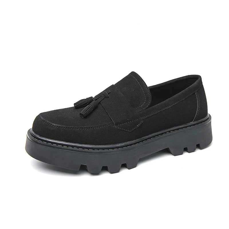 Reverse Suede Thick Sole Men Oxford Shoes Comfortable Formal Tassels Loafers Business Dress Shoes Casual Men Shoes Mens Footwear