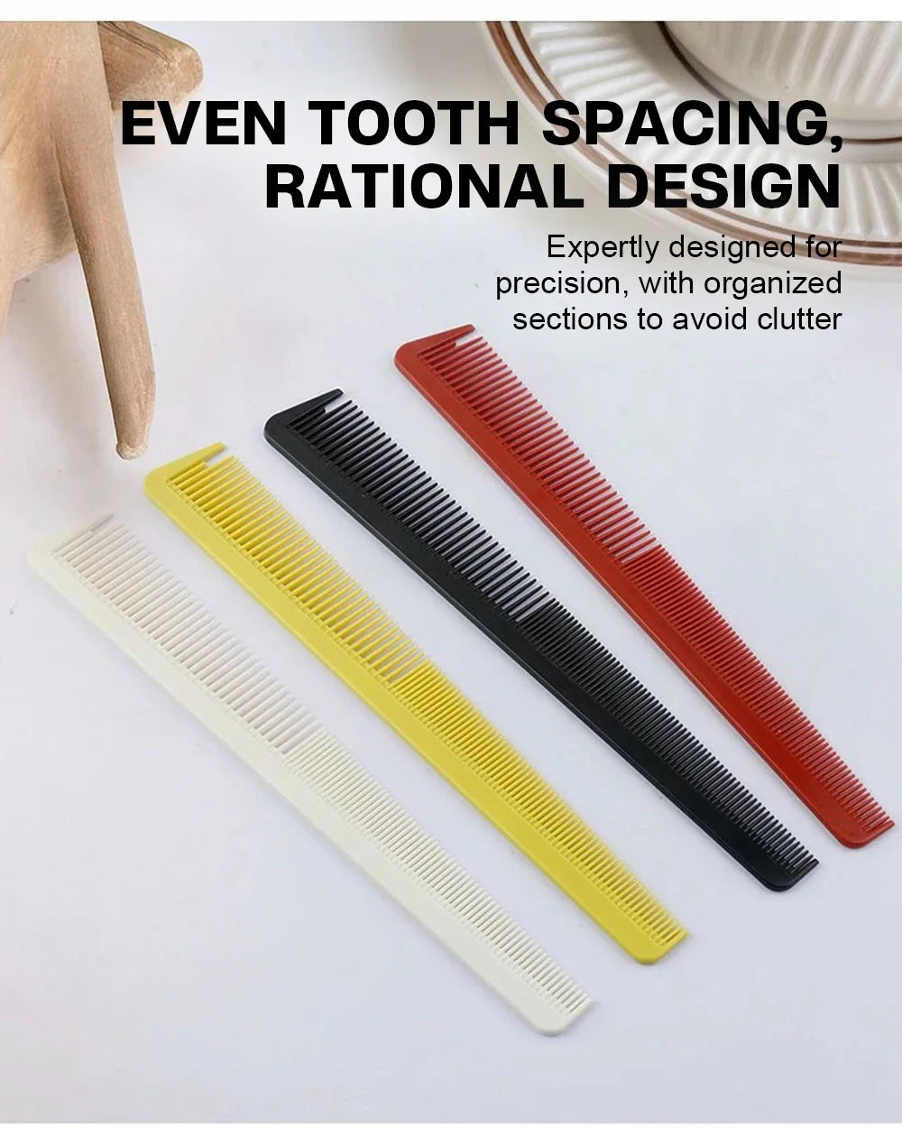 2pcs Set Professional Barbershop Hairdressing Dense Teeth Comb Anti-Static Edge Corner Comb Flat Haircut Styling Trimming Tools