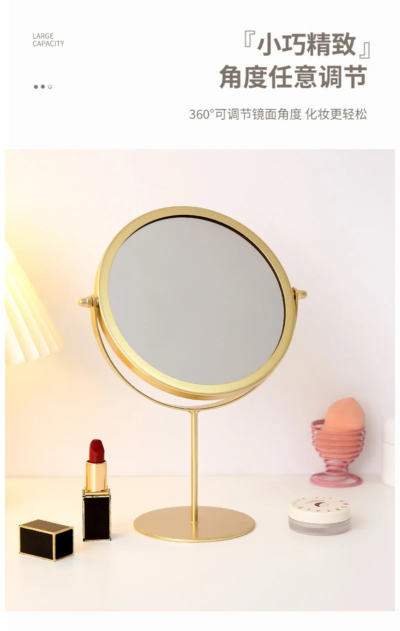 360 Degrees Rotate Iron Desktop Mirror Texture Ladies Makeup Mirror Creative Iron Mirror Strong Sense Of Style