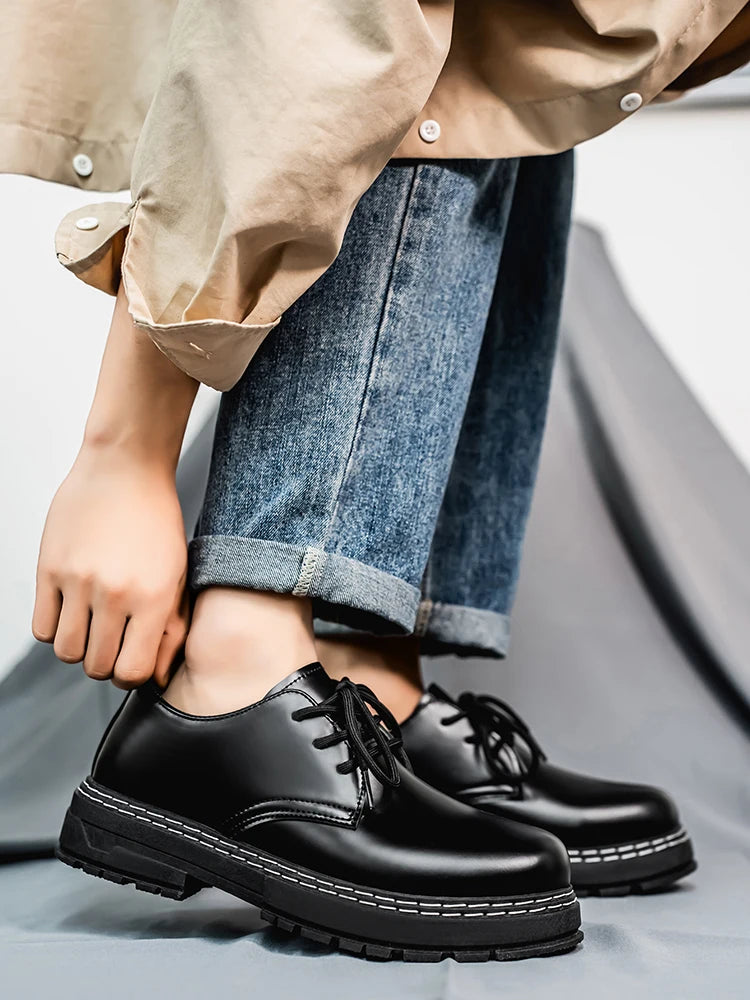 Men's Casual Loafers Black Fashionable Dress Shoes Elegant Formal Footwear Comfortable Slip-On Footgear