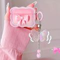 INS wave Bow Transparent Case Stars Wave Gradient Pink  Bow Headphone Cover Airpods 4 pro2 Protective Bag Earphone Case