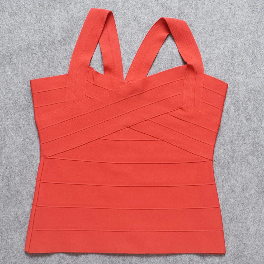 HQBORY White Sexy Lady Spaghetti Strap Elastic Knitted Bandage Long Top Criss Red Black Bodycon Tight Vest XL Yellow Camis