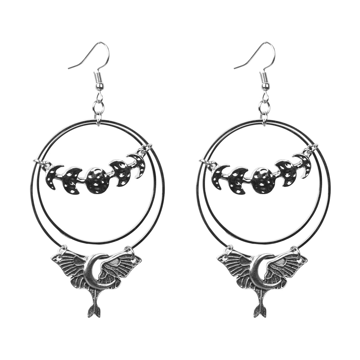 Luna Moth Drops Earrings,Halloween Earrings,Goth Earring,Witchy Jewelry,Gothic Earrings Halloween Gifts