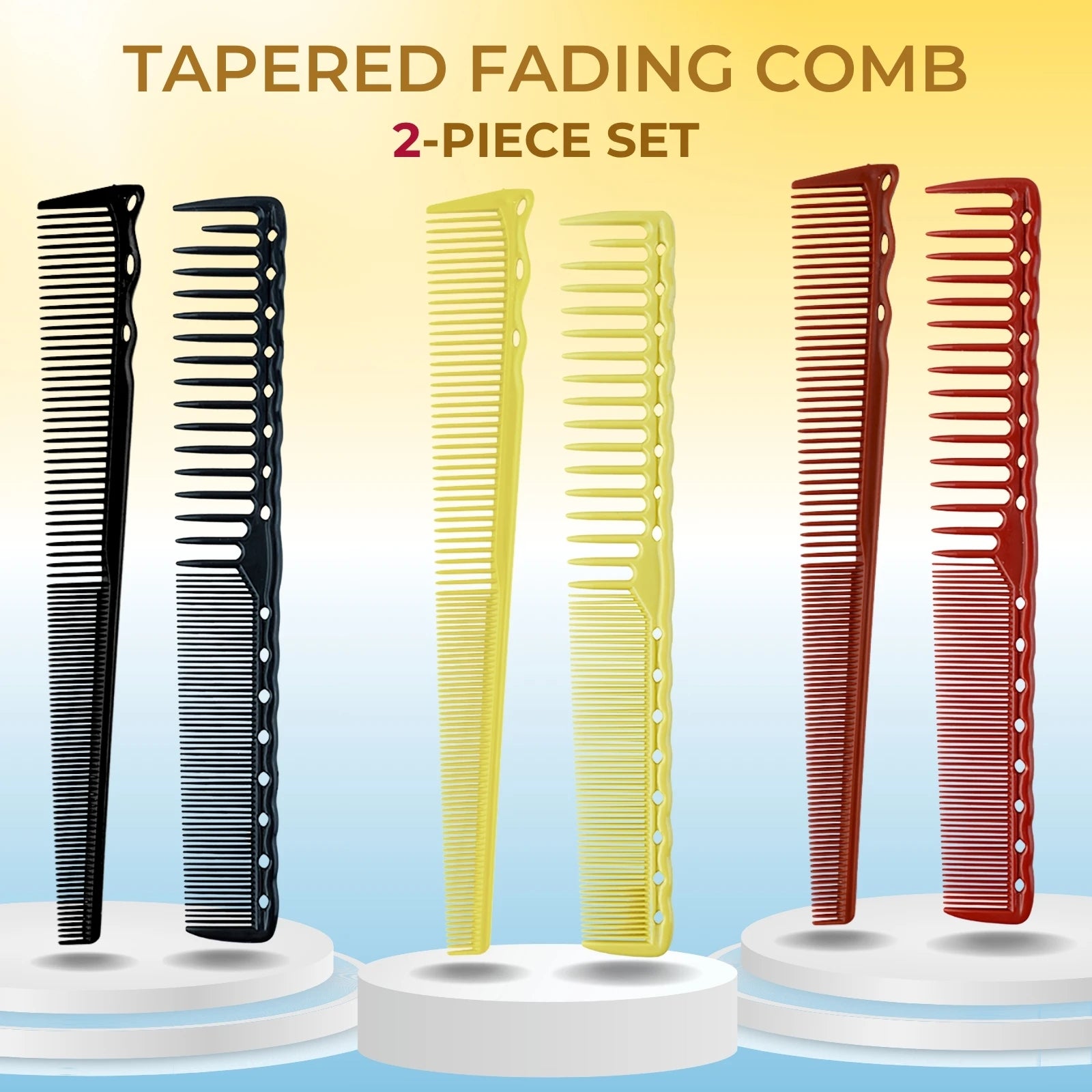2pcs Set Professional Barbershop Hairdressing Dense Teeth Comb Anti-Static Edge Corner Comb Flat Haircut Styling Trimming Tools