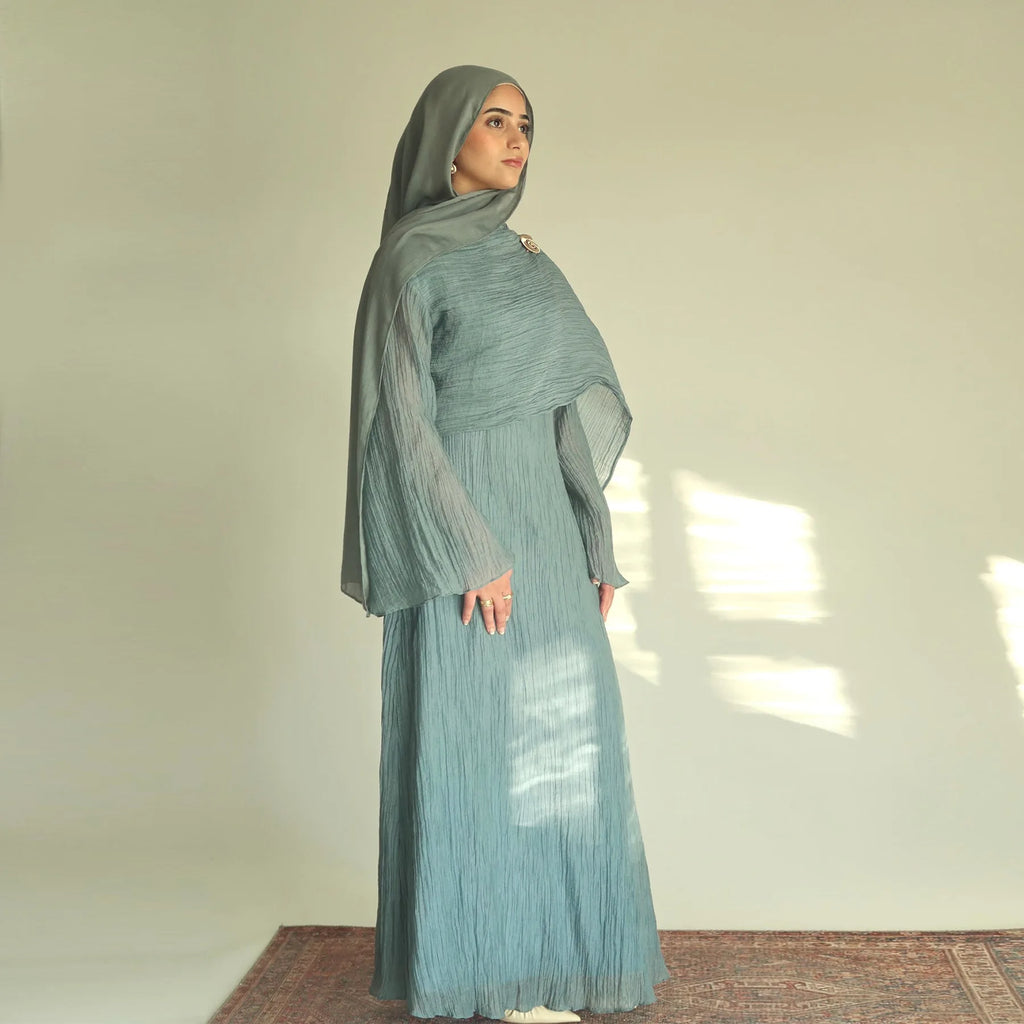 Two Piece Middle East Muslim Cardigan Set for Women Ramadan Eid Dubai Modest Abaya Dress Elegant Islam Solid Turkey Robe Outfit