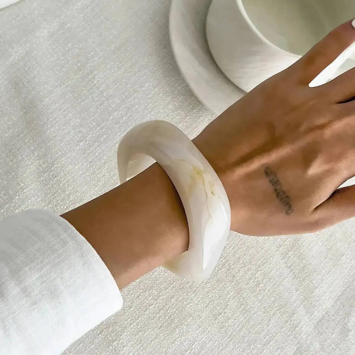 IngeSight.Z 3 Styles Trendy Exaggerated Resin Wide Bangles for Women Punk Gold Color Geometric Heavy Metal Bracelets Men Jewelry