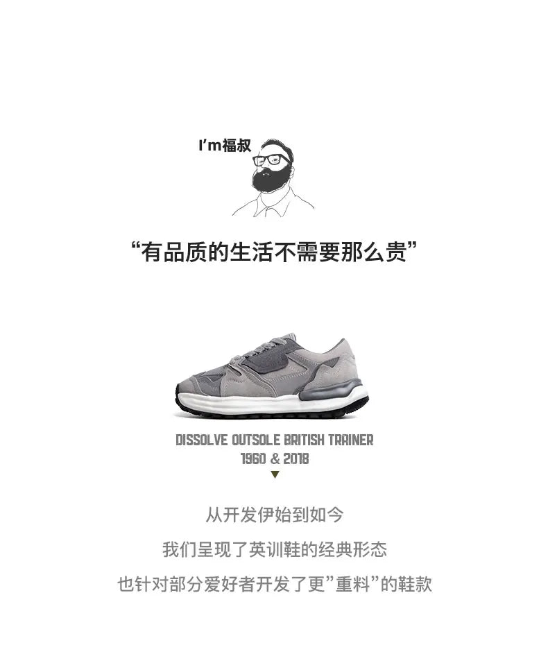 Maden Dissolve British Training Shoes Casual Breathable Sporty Sneakers Retro Thick-Sole Shoes Men's and Woman's Running Shoes