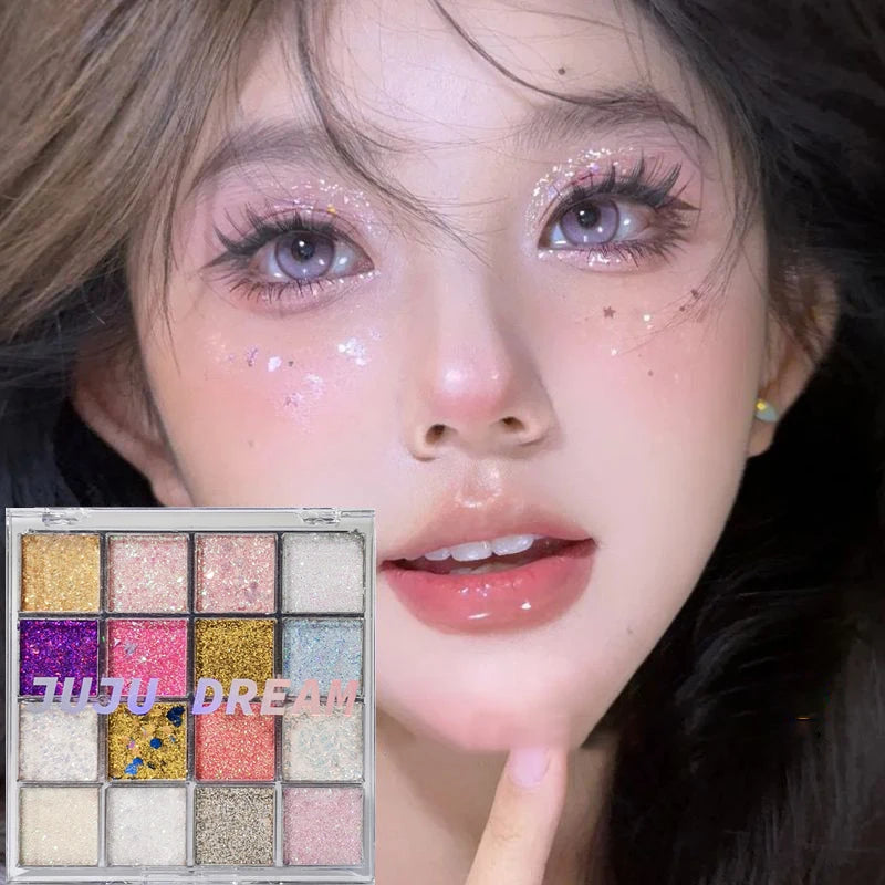Sixteen-color sparkling magic eyeshadow palette, pearl matte bright ground color, Korean makeup eyeshadow stage performance