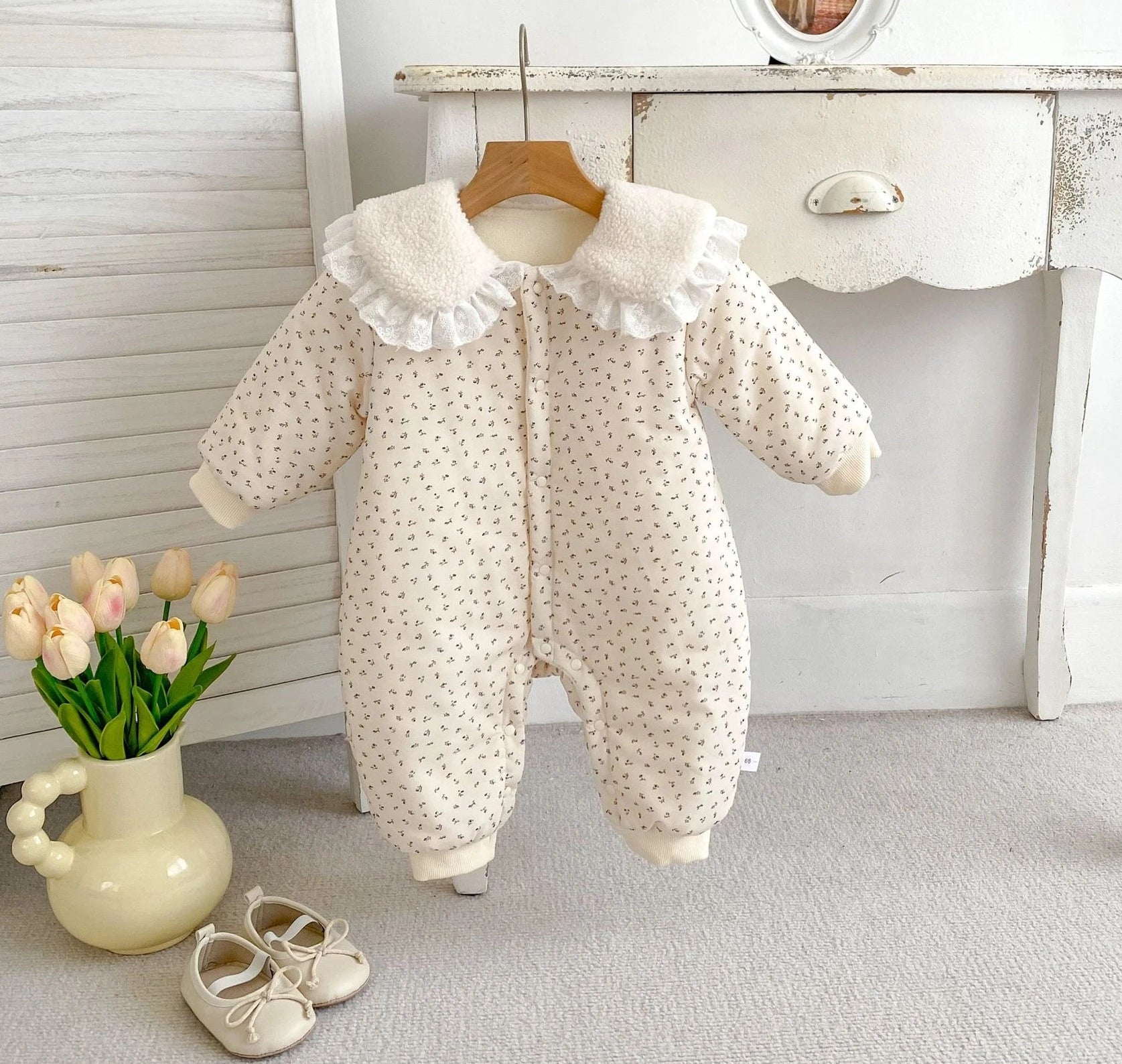 2025 Winter Plush Thicken Baby Romper Toddler Girls Boys Jumpsuit One-Pieces Bodysuits Baby Padded Thickened Crawling Suit