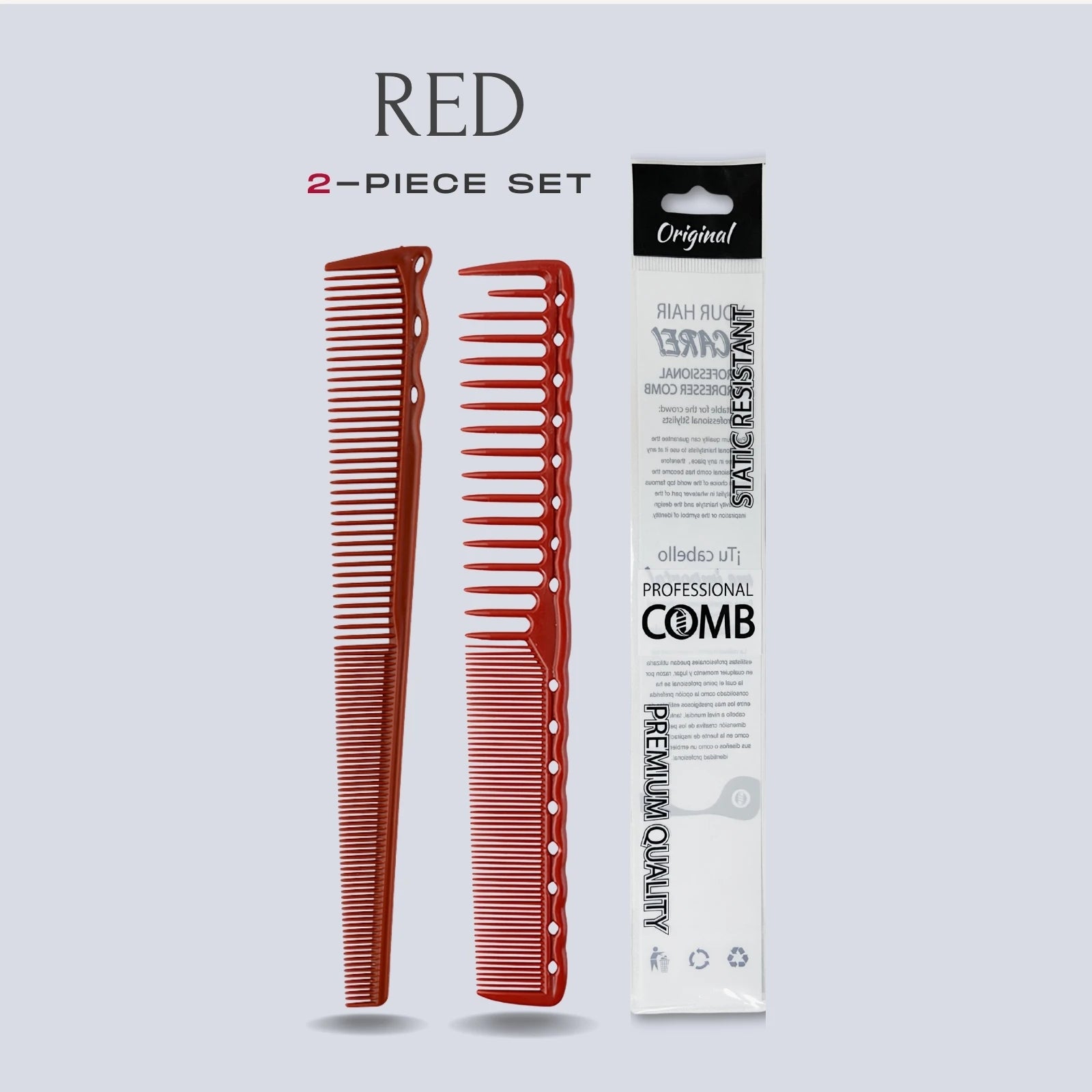 2pcs Set Professional Barbershop Hairdressing Dense Teeth Comb Anti-Static Edge Corner Comb Flat Haircut Styling Trimming Tools