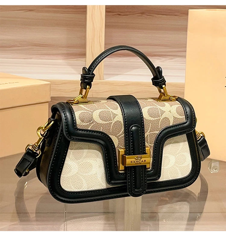 Light luxury niche design contrasting color saddle bag 2025 new high-end handbag versatile single shoulder crossbody bag