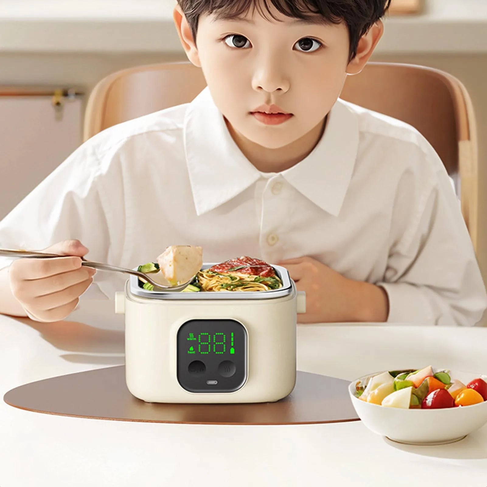 Electric Lunch Box Food Warmer Rechargeable 500ml Insulation Mode Portable Intelligent Constant Temperature Bowl for Camping