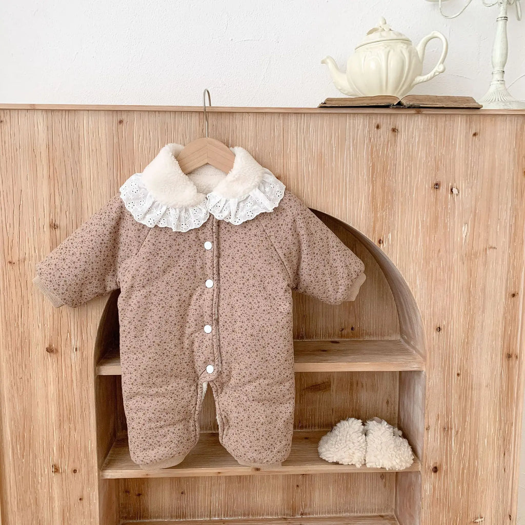 2025 Winter Plush Thicken Baby Romper Toddler Girls Boys Jumpsuit One-Pieces Bodysuits Baby Padded Thickened Crawling Suit