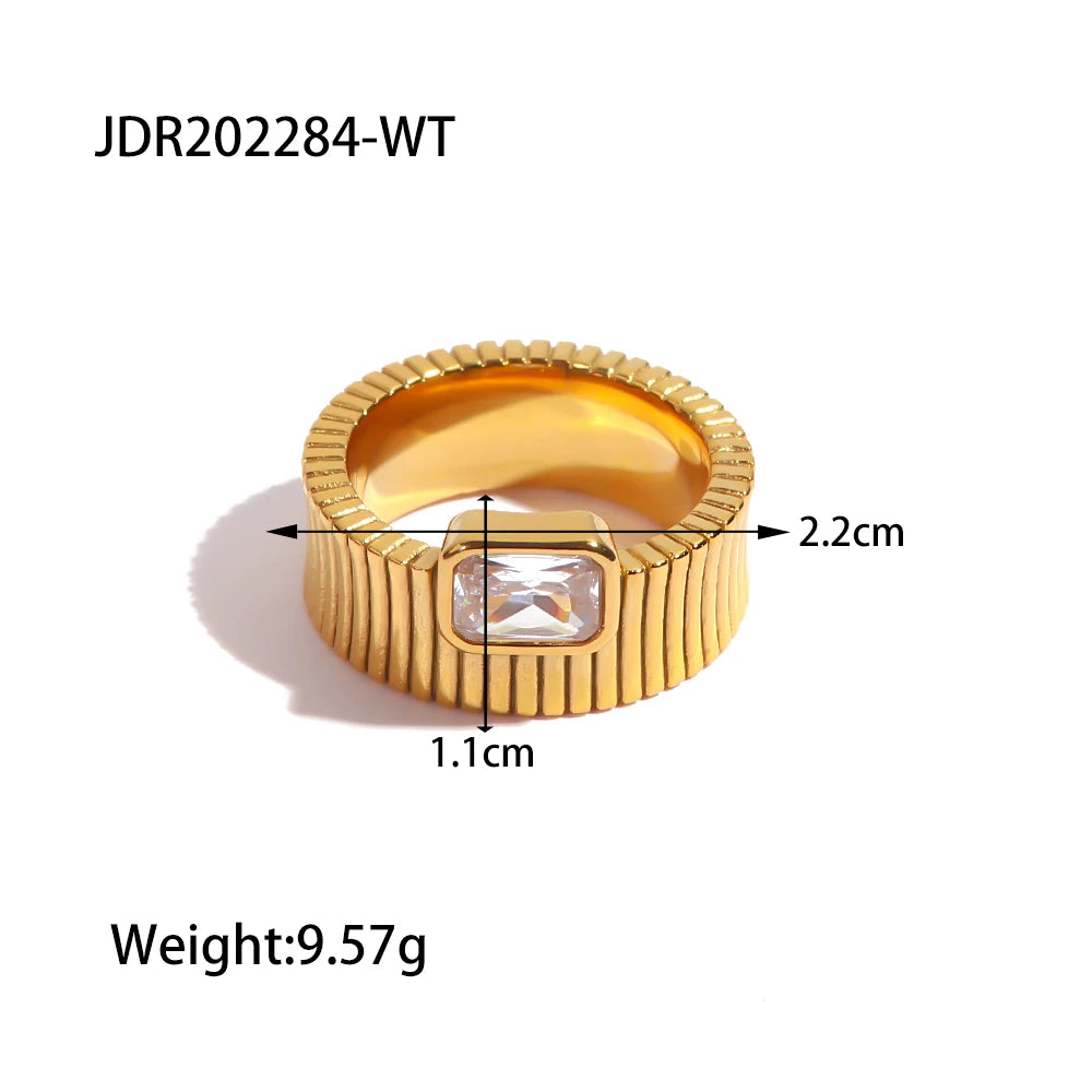 Stainless Steel Chubby Rings for Women With Zircon Shell Understated Delicate Female Engagement Jewelry