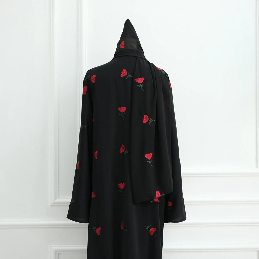 Eid Luxury Floral Embroidery Abaya Kimono Dubai Cardigan Muslim Party Dress Abayas for Women Turkish Islamic Clothes Kaftan Robe