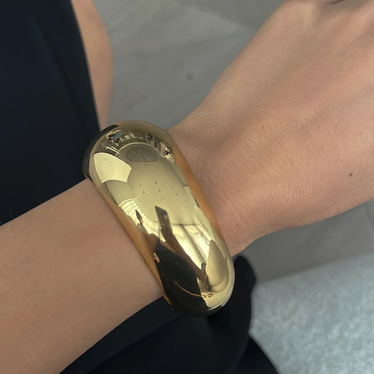 KMVEXO Exaggerated Punk Irregular Wide Cuff Chunky Bangle Vintage Gold Color Spring Bangles Bracelets For Women Men Jewelry