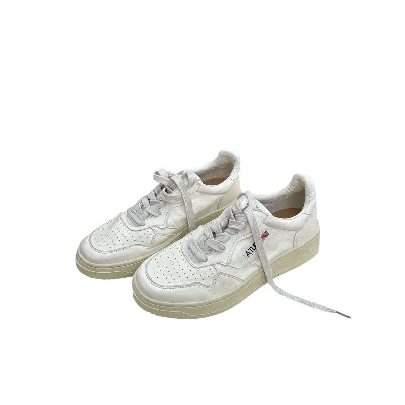 Vintage Leather Casual Shoes Thick Bottom Breathable Women's Sneakers Small to Large Size Options Grape Mom's Retro Shoes