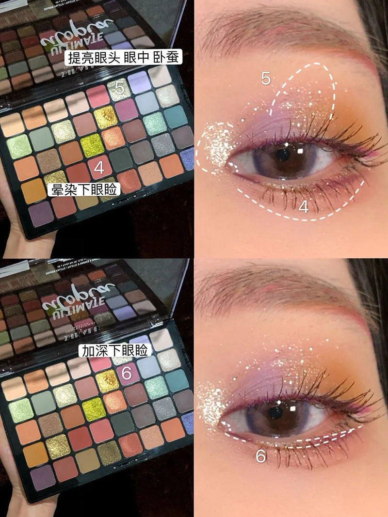 Shimmer Eyeshadow Palette 40 Colors Eye Shadows Matte Glitter Pigment Eye Shadows Wterproof Korean Eye Makeup Palette Cosmetics