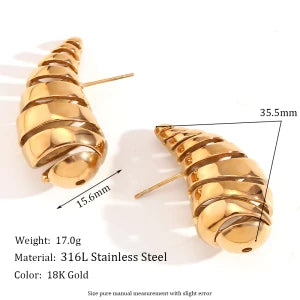 E.B.belle Water Droplet Series Earrings Stainless Steel 18K Gold Plated Women Statement Jewelry Accessories