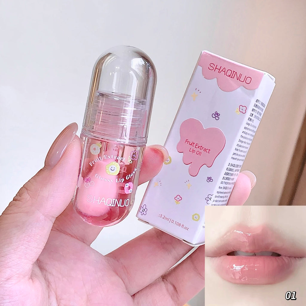 1/3Pcs Fruit Lip Oil Set Transparent Jelly Mirror Water Lip Gloss Nourishing Moisturising Anti-Dry Lips Plumping Makeup Lip Care